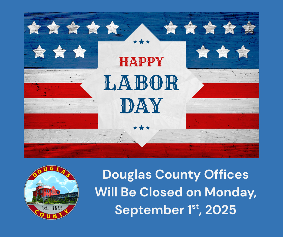 American Flag with notice of office closed