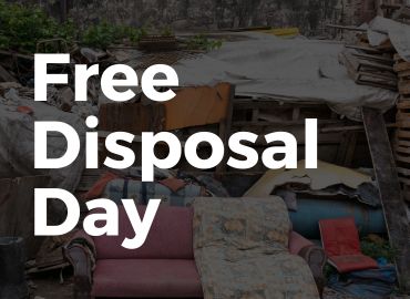 Image of household garbage with text that reads 