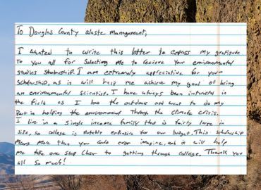 A handwritten letter from a scholarship recipient