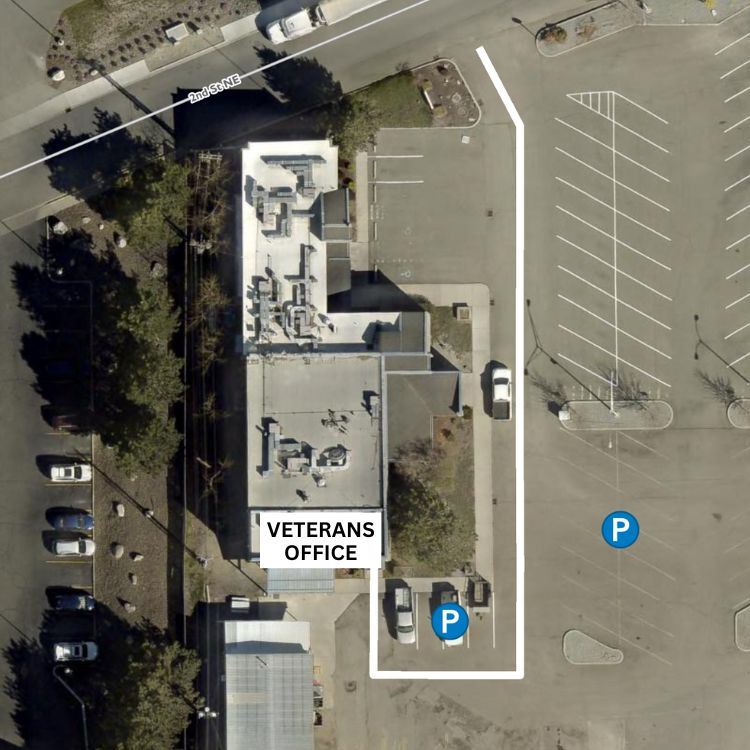 Map showing entrance location for the Veterans Services Office